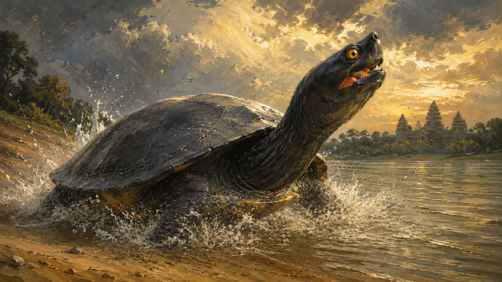 【世界の亀ニュース】絶滅したと思われた「ロイヤルタートル」20匹がカンボジアの川へ